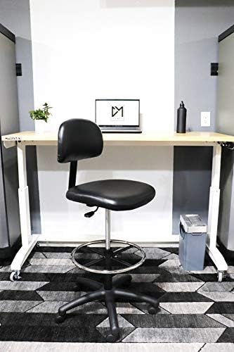 Medium Bench Height Task Chair for Labs, Exam Rooms, Doctor and Dentist Offices. Easy to Clean! 19.5"-27.5" Seat Ht. (Medium Bench Height, Black)