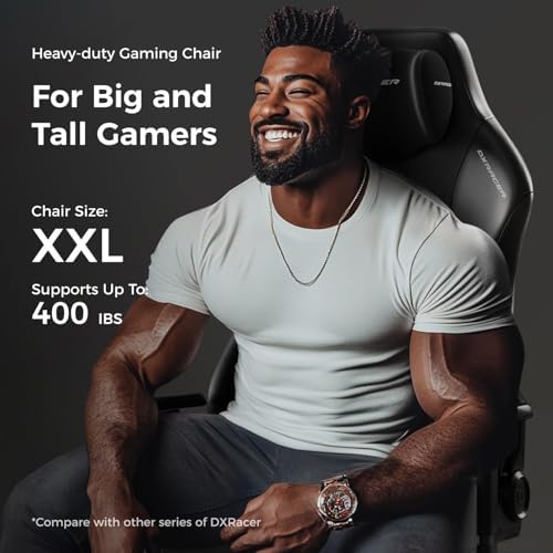 DXRacer Tank XXL Ergonomic Gaming Chair with Head Pillow & Lumbar, Black