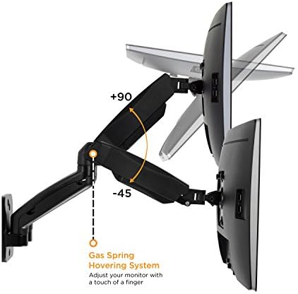 Mount-It! Dual Monitor Wall Mount - 2 Monitor Wall Mount Arms - Full Motion Height Adjustable Computer Monitor Wall Mounting Bracket with Two Articulating Arms for up to 27" Screens, 75 100 mm VESA