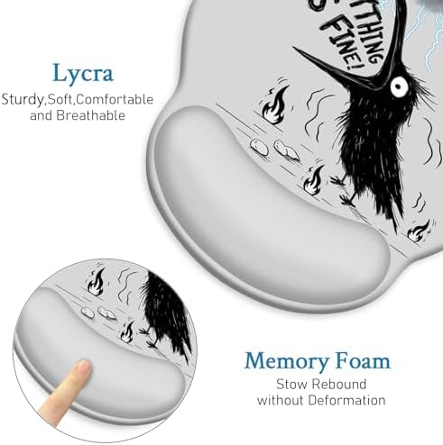 Blusabaca Crow Mouse Pad with Wrist Rest Ergonomic Mousepad Wrist Support