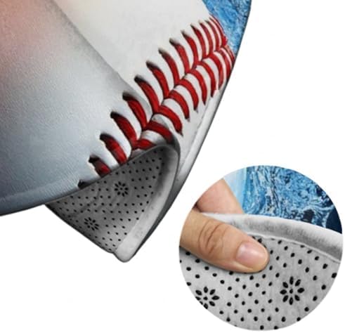 Large Home Decor Mat, Soft Round Yoga Carpet, Non Slip Machine Washable Home Office Circle Rug Water Fire Flame Baseball Sport