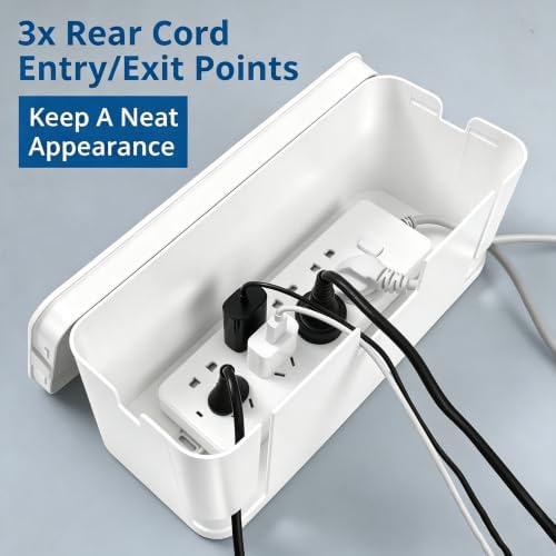 ZhiYo 2 Pack Cable Management Box, Medium & XL, Power Strip Organizer White