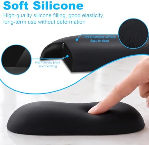 MXCOIRTP Ergonomic Silicone Mouse Wrist Rest, Extended Wrist Support Pad with Non-Slip Base, Soft Wrist Cushion for Pain Relief, Gaming Office Computer, Black