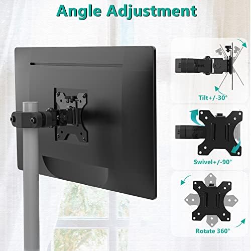 WALI Monitor Pole Mount for Universal Monitor Mounting System, Pole Mount Bracket Fits 1.1 to 2.4" Diameter Pole, Up to 32" Screens, Mounting Holes for 75 x 75mm and 100 x 100mm (VES02), Black