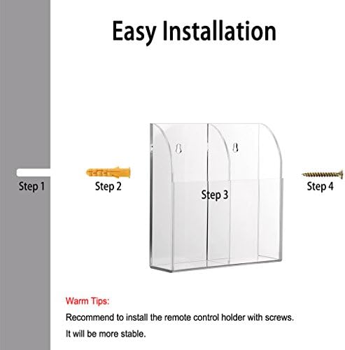 Hipiwe Wall Mount Remote Control Holder Acrylic Media Organizer, 2 Slots