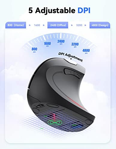 TECKNET 2.4G Ergonomic Mouse Vertical Wireless 4800 DPI Carpal Tunnel Mouse