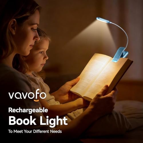VAVOFO Rechargeable Reading Light, Clip on Book Light for Reading in Bed