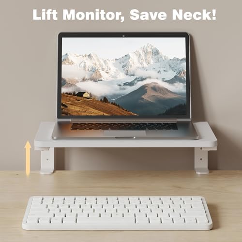Desk Extender, 15-inch Clamp-On Desk Shelf, Height-Adjustable Desktop Shelf Organizer for Monitors Office and Gaming Accessories, Arm Support Table Extension, 44lbs Heavy Duty, White