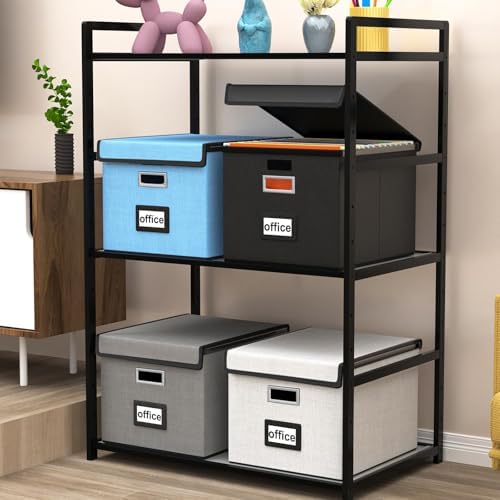 File Organizer Box with Lids, Collapsible File Folder Organizer
