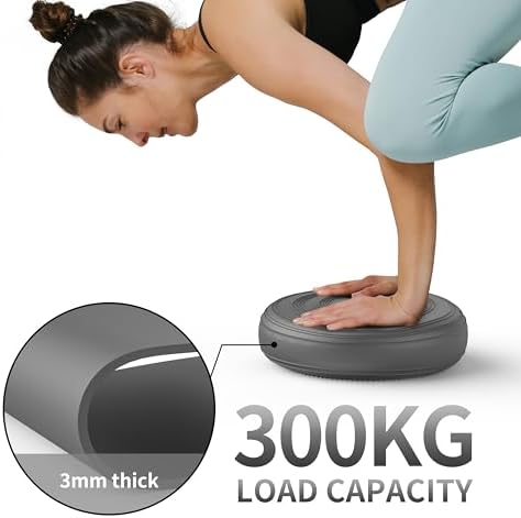 Inflated Wobble Cushion,Circular Non-slip Texture for Comfortable Sitting,Extra Thick Dyna Disc with Pump for Core Strength,Wiggle Seat to Improve Posture,Fitness,660lb Load Capacity