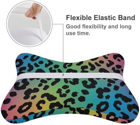 Car Neck Pillow 2 Pack Rainbow Cheetah Leopard Print Memory Foam Headrest for Car Seat Airplane Sleeping Office Business Trip