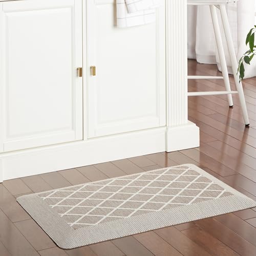 MARTHA STEWART Miles Modern Diamond Anti-Fatigue Air-Infused Kitchen Mat, Coffee Brown, 19.6"x32"