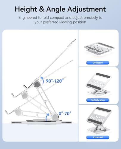 ORICO Adjustable Laptop Stand for Desk, 360° Rotating Base, ST12-Silver