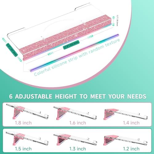 Ergonomic Computer Keyboard Stand - Adjustable Keyboard Riser Tilt Clear and Glitter Pink Acrylic Keyboard Tray Non-Slip Elevated Typing Key Board Holder Lift for Home Office Desk Accessories