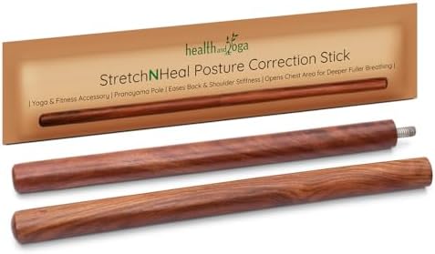 HealthAndYoga™ StretchNHeal Collapsible Multi-Use Wooden Yoga Stick - Regular and XL - Portable Posture Corrector Pole, Stretch Mobility Stick, Physical Workout Exercise Dowel