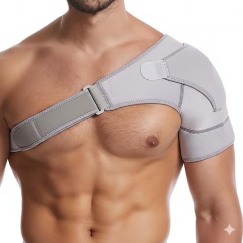Shoulder Brace, Rotator Cuff Support Brace with Ice Pack Insertion Capability, Pressure for Preventing Strains and Dislocation, Alleviating Shoulder Pain, Adjustable Fit for Men and Women