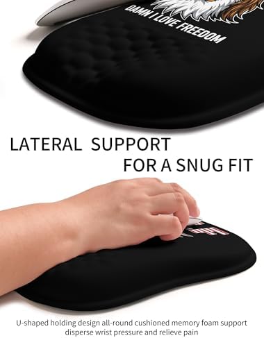 Hokafenle Ergonomic Wrist-Hugging Mouse Pad Wrist Support, U-Shaped Holding Wrist Rest Mousepad for Carpal Tunnel Pain Relief with Cushioned Memory Foam Slope Massage Bulge (Classic 10.2x8.3 in,DILF)