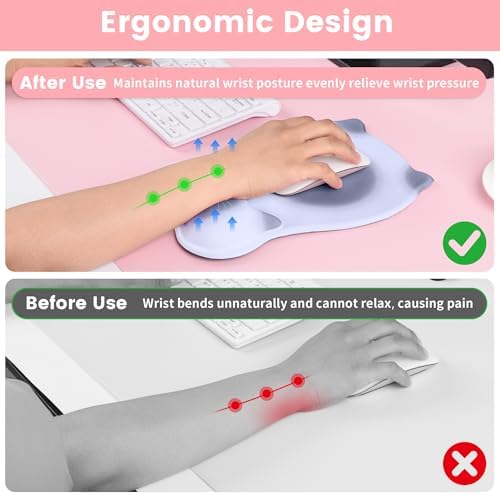 Ergonomic Mouse Pad with Wrist Rest,Cute Memory Foam Mousepad Wrist Support