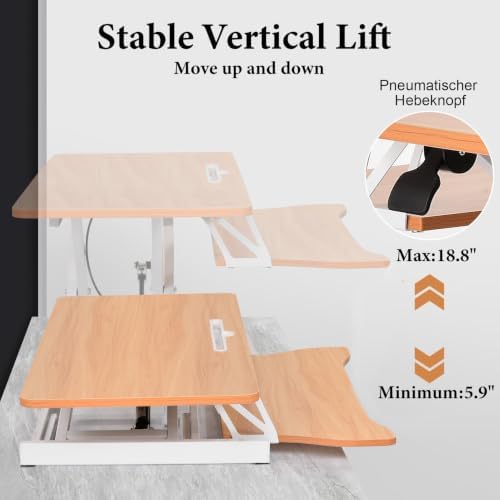 38" Desk Converter, Height Adjustable Sit to Stand Riser