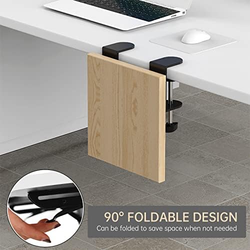 Sisyphy Ergonomics Desk Extender Tray, 9.5x9.1" Punch-Free Clamp on, Foldable Keyboard Drawer Tray, Table Mount Arm Wrist Rest Shelf, Computer Elbow Arm Support
