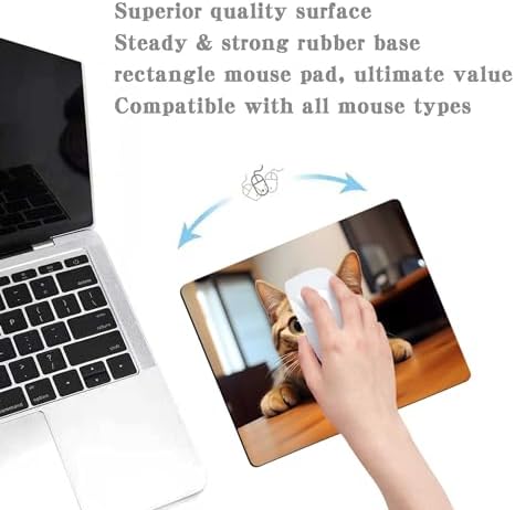 Cute Cat Square Mouse Pads for Wireless Mouse,Small Office Computer Mousepad for Desk Laptop,Non-Slip Rubber Base Mouse Pads for Desk Laptop Computer