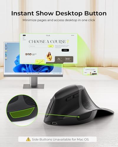 seenda MOE302 Wireless Vertical Ergonomic Mouse for Wrist Comfort,Black