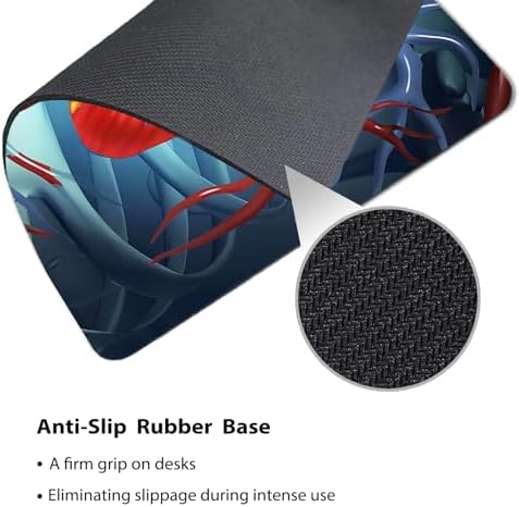 9.5x7.9 Inch Office/Gaming Mouse Pad, Illustration of The Human Heart and Its Associated Vascular System Science Design Cute Anti-Slip Mat for Desk