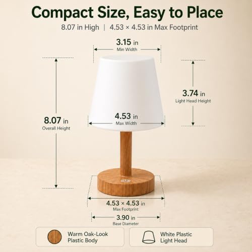 Rechargeable Table Lamp, Mini Cordless Shower Lamp for Bathroom, IP54