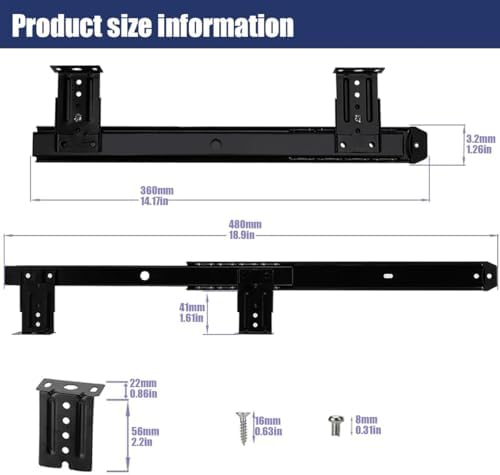 1 Pair of 14-inch Under-Desk Keyboard Tray Slide Rails, Adjustable Height Heavy-Duty Ball Bearing Keyboard mounting Rails for Under-Desk Keyboard Drawer Sliding Device