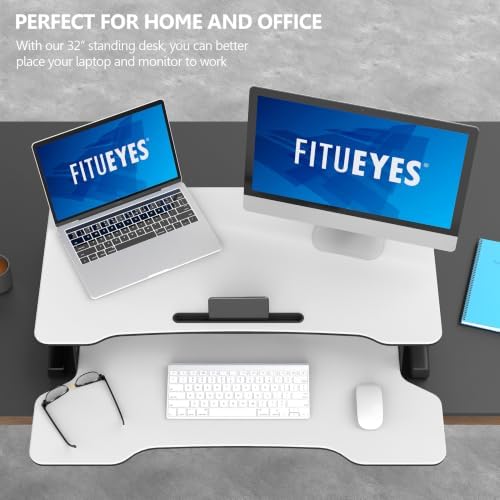 FITUEYES Height Adjustable Standing Desk 32” Wide Sit to Stand Converter