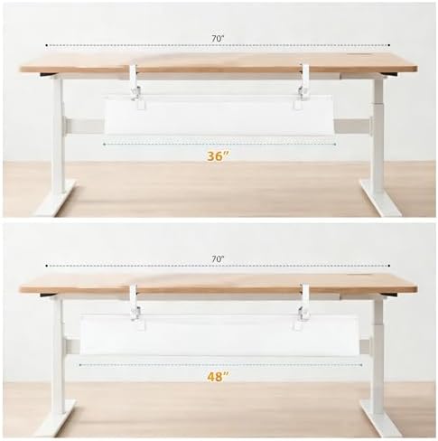 Oxford Cloth Under Desk Cable Management Tray,No-Drill 48" Desk Cable Management Organizer with Clip/Screw Installation,Fabric Cable Management for Home,Office & Gaming Computer(White)