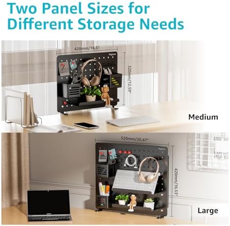 PEGZONE Clamp on Desk Pegboard, 16.5" x 12.6", with 10 Accessories, Black
