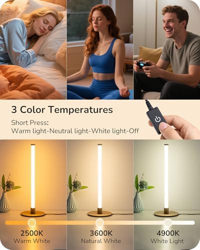 EDISHINE Modern Table Lamp, LED Slim Bedside Lamp with 360° Illumination