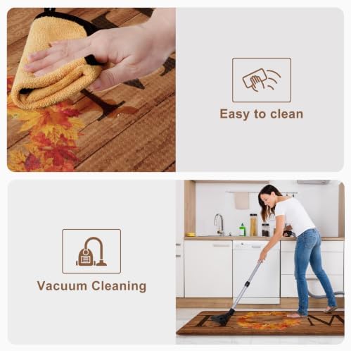 KIMODE Fall Kitchen Mat Anti Fatigue Cushioned Kitchen Rugs Sets of 2 Decor