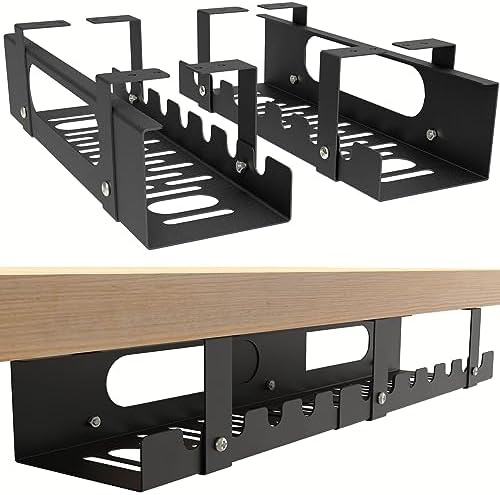 2 Pack Cable Management Under Desk Tray,Adjustable Length(15.7”-31.4”)