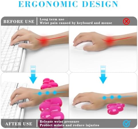 Gel Cloud Keyboard and Mouse Wrist Rest, Cute Wrist Support and Arm Support Keyboard Rest for Keyboard and Mouse Typing Pain Relief，Suitable for Office/Computer/Laptop/Gaming (Transparent Red)