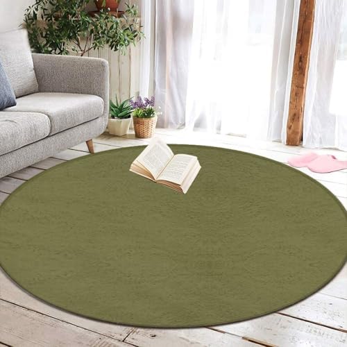 Room Sofa Yoga Soft Round Carpet, Home Decor Non Slip Kitchen Office Circle Rug, Machine Washable Modern Round Area Rug Brown, 60inch