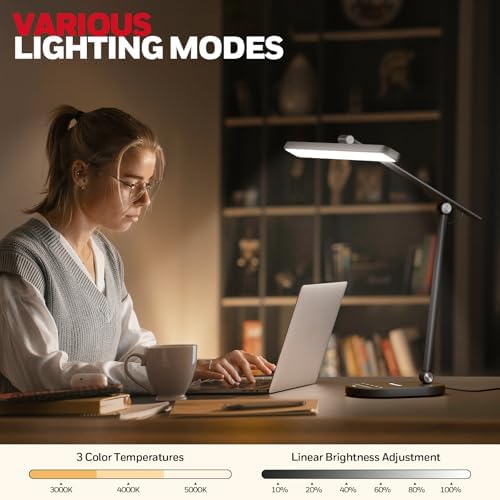 Honeywell HWT-H4 LED Desk Lamp, Eye-Caring, Dimmable, Auto Sensor