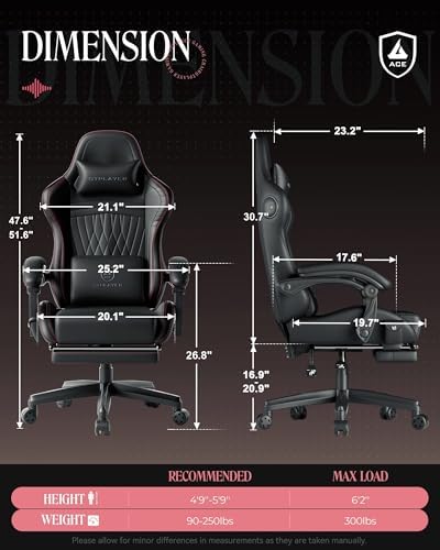 GTPLAYER Gaming Chair, Comfort Computer Office Chair for Adults, Red
