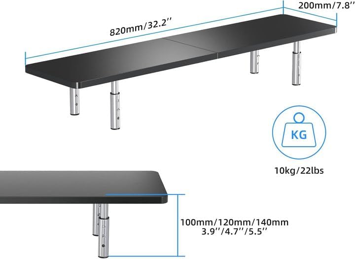 suptek Dual Monitor Stand Riser,Large Monitor Laptop Stand Riser 3 Adjustable Heights Computer Stand for Laptop, Printer, Notebook(MST016)