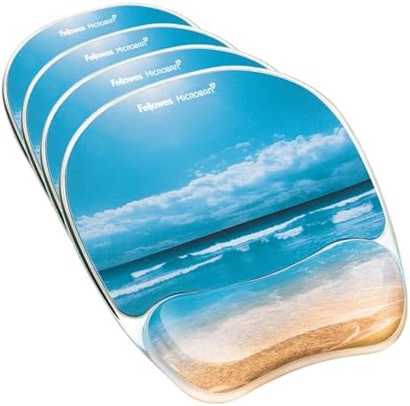Fellowes Photo Gel Mouse Pad Wrist Rest with MICROBAN - Sandy Beach (9179301) (Pack of 4)