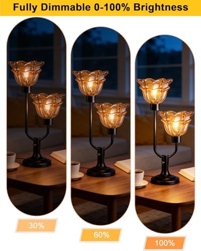 Mid Century Modern Flower Table Lamp Dimmable Vintage Black Lamp