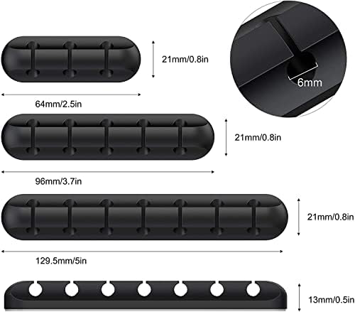SOULWIT 3 Pcs Silicone USB Cable Holder Clips, Self Adhesive - Black