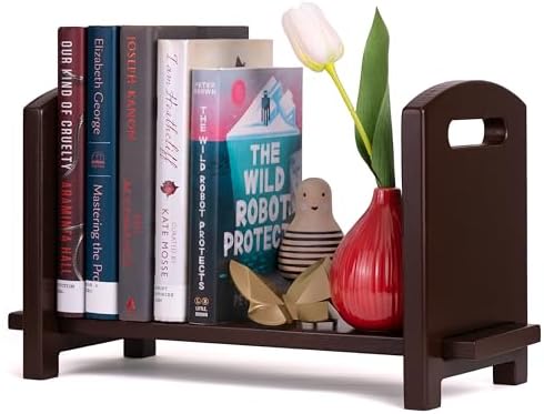 Adjustable Desktop Bookshelf - Sturdy Desk Bookshelf and Book Organizer - No Tools Required to Assemble This Desktop Bookcase, Perfect Tabletop Book Shelf for Office, Study Room