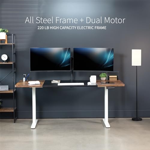 VIVO Black/Vintage Brown 71 x 30 in Standing Desk, DESK-KIT-E2W7BN