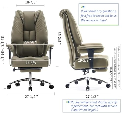 EXCEBET Big and Tall Office Chair 400lbs Wide Seat, Mesh High Back Executive Office Chair with Foot Rest, Ergonomic Chairs Lumbar Support for Lower Back Pain Relief (Mesh Light Green)