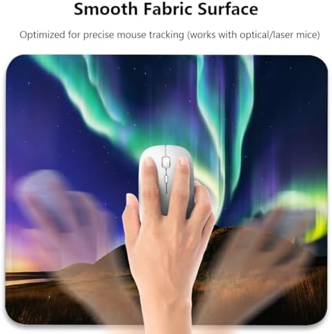 Aurora Borealis Mouse Pad, Spectacular Alaskan Northern Lights‌ Desk Mat