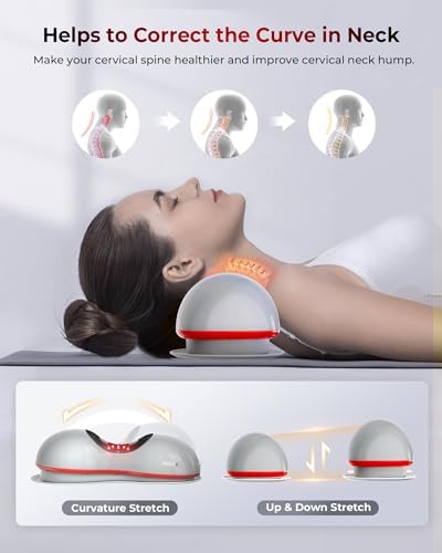 FliKEZE Heated Neck Stretcher with Red Light, Wireless Massager Pillow