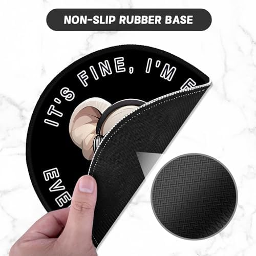 ITNRSIIET Round Mouse Pad with Stitched Edge Premium-Textured Waterproof Non-Slip Rubber Base Desktop Protection Mat Diameter 8.7 inches, Pretty Fine Elephant