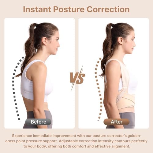 Fit Geno Posture Corrector for Women Lite, Upper Back Brace for Slouching